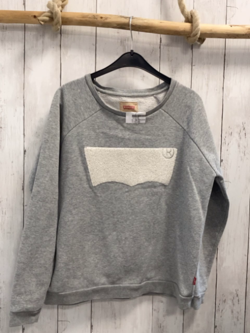 Levi´s Pullover  Gr. 158/164  grau + hellgrau Plüsch mit Glitzerpunkten 