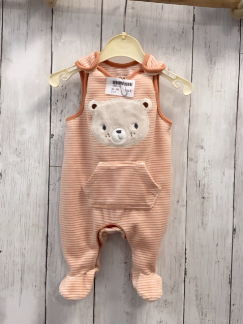  Strampler  Gr. 56  orange weiße Streifen Nicky Bärenkopf 