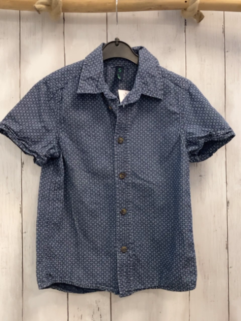 Benetton Sommerhemd  Gr. 116  blau weißer Punktdruck