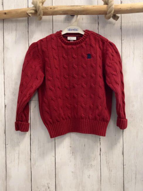 Fagottino  Pullover  Gr. 92  rot Strick Zöpfe 