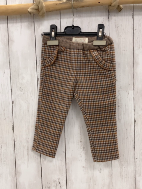 Zara  Jeggings  Gr. 86  ocker hellgrau grau kariert Täschen mit Rüschen 