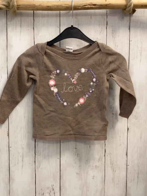 H&M  Pullover  Gr. 80  sand Feinstrick Herz aus Bluen 