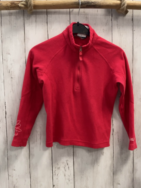 Marmot  Pullover  Gr. 110  rot Fleece Reißverschluss weiße Blumen am Ärmel 
