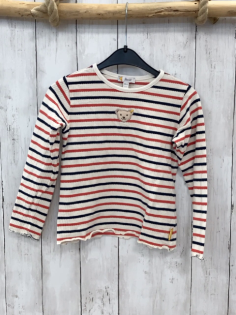 Steiff Langarmshirt Gr. 104  weiß schwarz rot Streifen