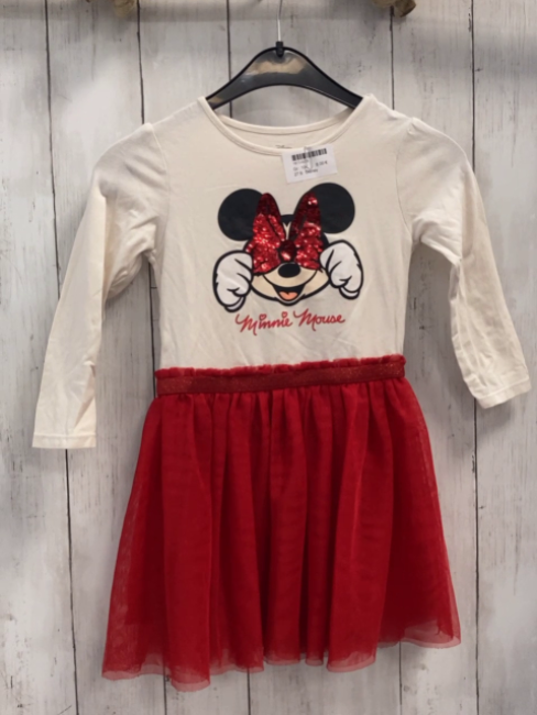 Disney  Kleid  Gr. 104  weißes Oberteil mit Minnie Mouse roter Tüllüberrock
