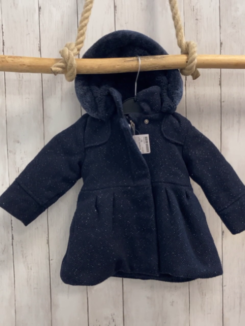 Vertbaudet  Jacke  Gr. 86  blau mit silber GLitzer  Wolloptik