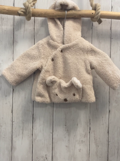 zara  Teddyjacke  Gr. 62  beige Kapuze Bär 