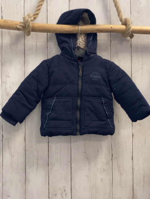 S´Oliver  Winterjacke  Gr. 74  blau Kapuze beige Teddyfutter 