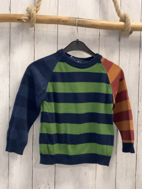 danefae Pullover Gr. 104  blau grün rost rot gestreift Strick