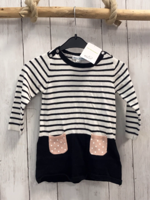 vertbaudet neu Kleid Gr. 80  schwarz weiß gestreift Strick