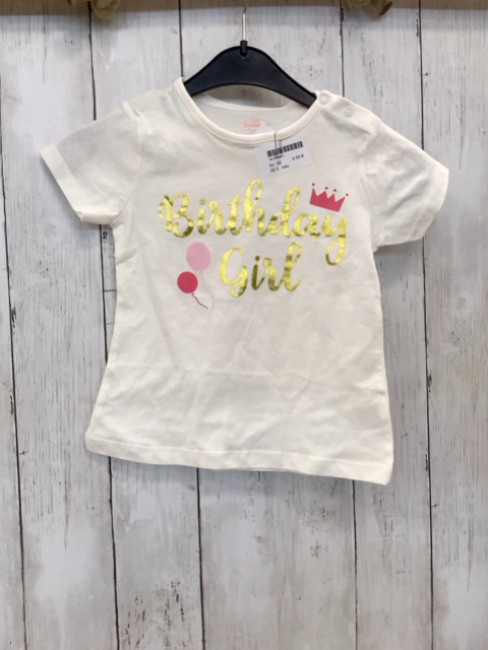 neu  T-Shirt  Gr. 92  weiß goldene Schrift "Birthday Girl" 