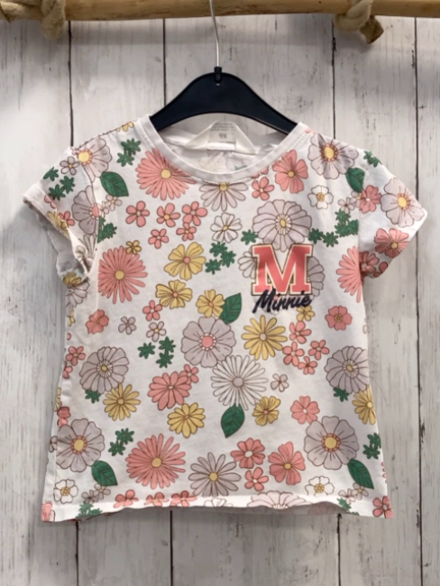 H&M  T-Shirt  Gr. 110  weiß Blumen Minnie Mouse 