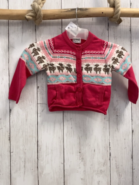 Kanz  Strickjacke  Gr. 68  rot + weiß rosa mint Streifen mit Muster + Tieren 