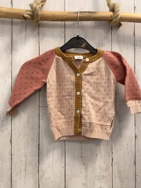 Hust & Claire  Strickjacke  Gr. 80  lachs heller lachston ocker Lochmuster 