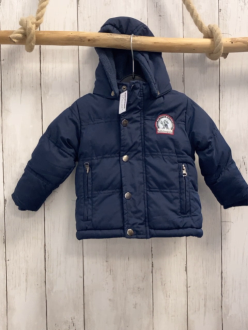 Blue Seven  Winterjacke  Gr. 68  blau Kapuze Fleecefutter Aufnäher 