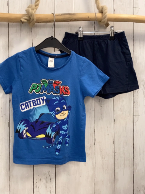 2ltg  T-Shirt + Shorts  Gr. 116  blau dunkelblau PJ Masks 