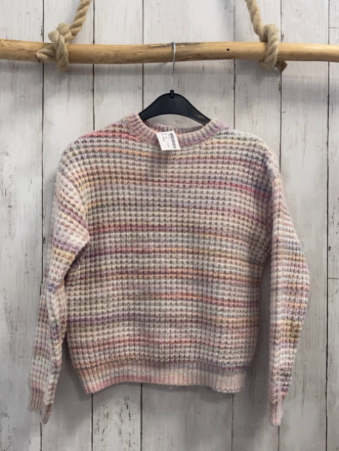 Mango  Pullover  Gr. 140  weiß mint orange flieder meliert Strick