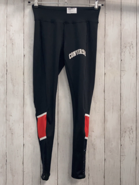 Converse  Sportleggings  Gr. S schwarz + rot weißer Streifen + Netz 