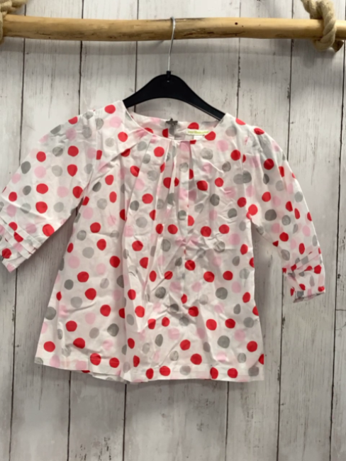 Vertbaudet  Bluse  Gr. 116  weiß rosa grau rote Punkte 