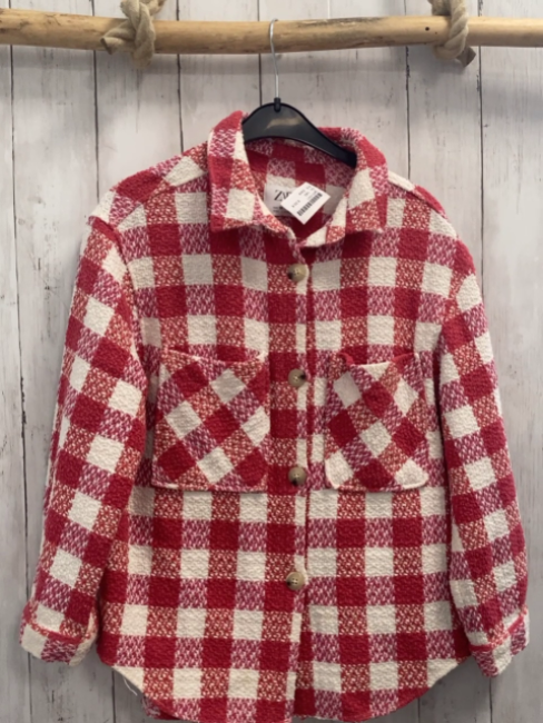 Zara  Bluse  Gr. 140  rot pink weiß kariert 
