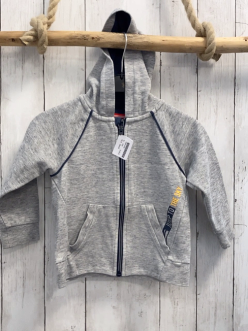 Okaidi Sweatjacke  Gr. 104  hellgrau Kapuze blauer Bund 