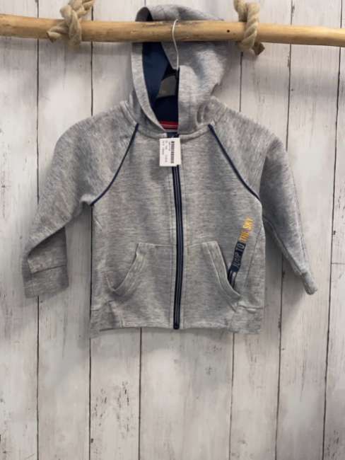 Okaidi  Sweatjacke  Gr. 104  grau Kapuze blauer bund 