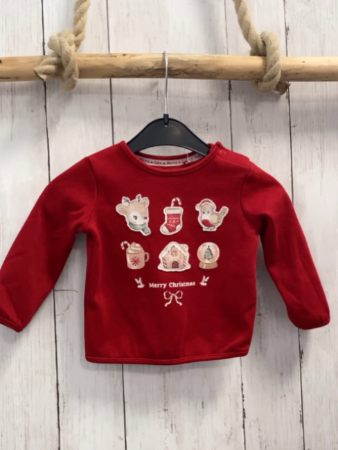  Pullover Gr. 68  rot Weihnachtsmotive