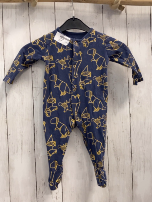  Strampler Gr. 68  blau gelbe Dinos