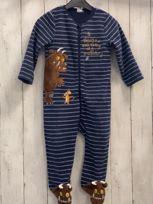  Schlafanzug  Gr. 80  blau weiße Streifen Fleece Grüffelo 