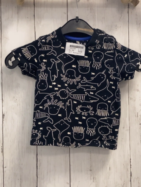 Nutmeg  T-Shirt  Gr. 74  schwarz weiße Meeresbewohner 