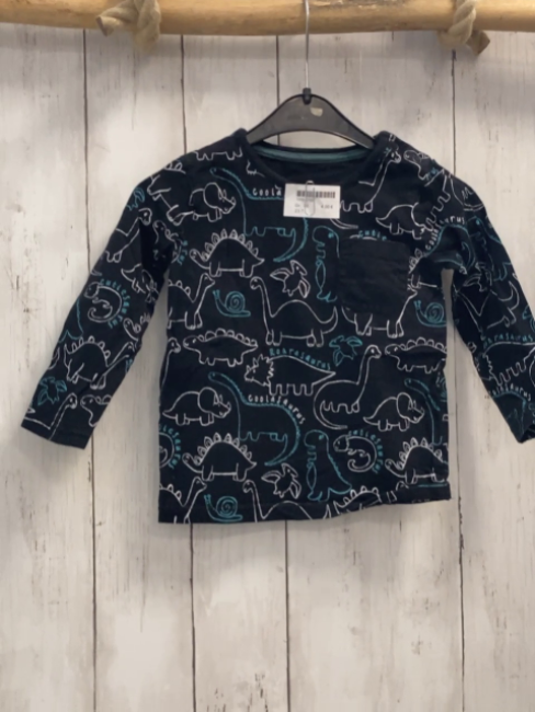   Langarmshirt  Gr. 80  schwarz hellblau weiße Dinos 