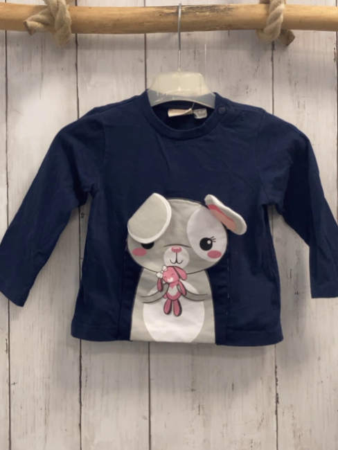 Chicco  Langarmshirt  Gr. 80  blau weiß hellgrauer Hase 