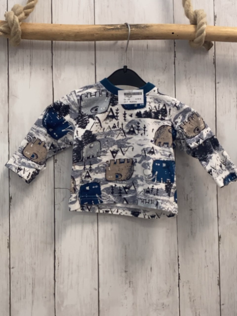 Nutmeg  Langarmshirt  Gr. 68  weiß Mammuts Berge Bäume 