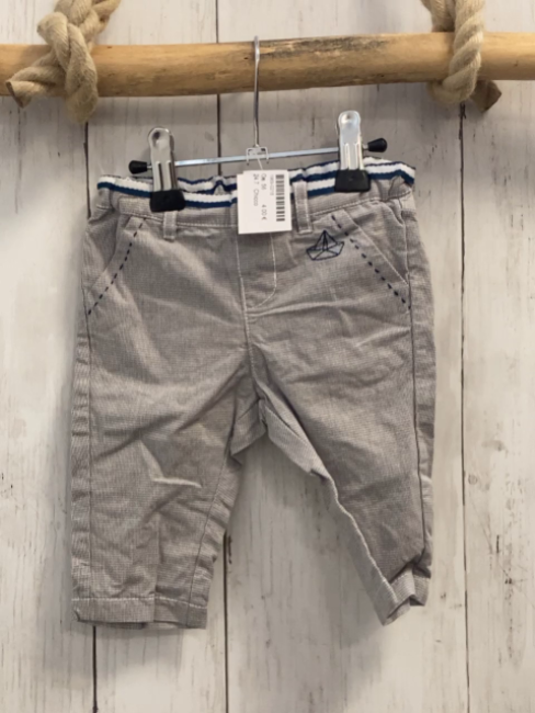 Chicco  Hose  Gr. 56  hellgrau weiß gemustert weiß petrol Streifenbund Segelboot 