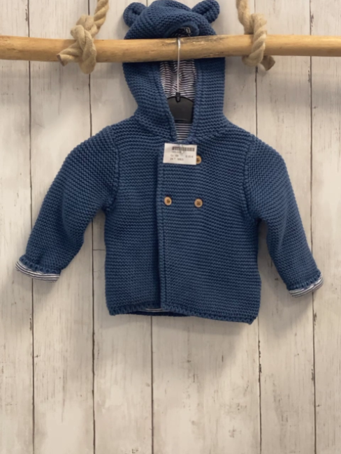 M&S  Strickjacke  Gr. 68  blau Kapuze mit Ohren 