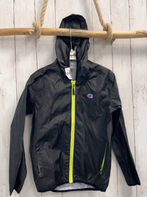 Champion Regenjacke Gr. 134  schwarz gelber Reißverschluss