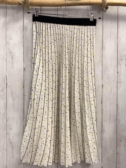 Camaieu  Rock Gr. 158/164  weiß schwarze Streifen gelb schwarze Punkte + Rechtecke schwarzer Gummizugbund 