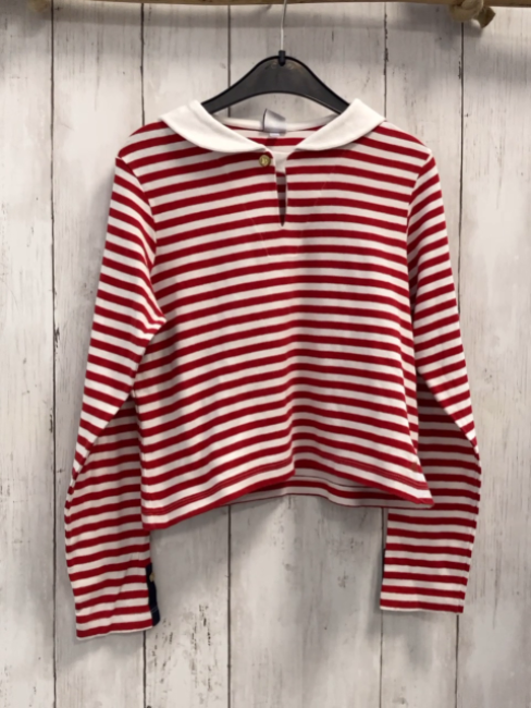 Petit Bateau  Langarmshirt  Gr. 134  rot weiße Streifen weißer Kragen 