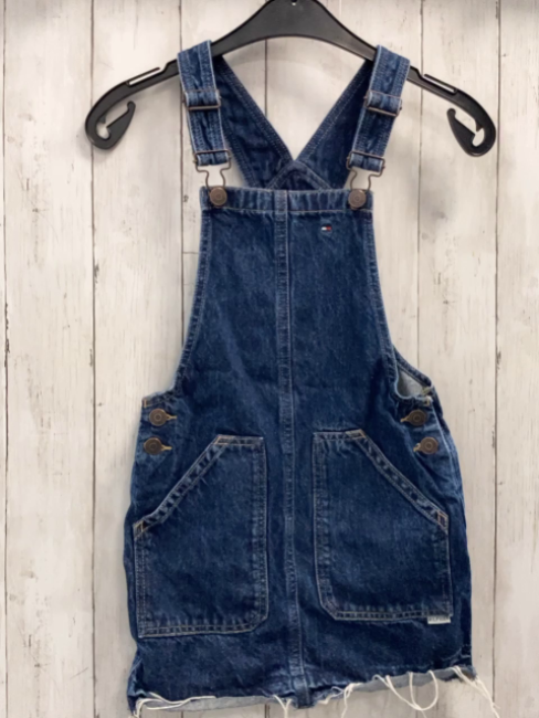 Tommy Hilfiger  Trägerrock Gr. 140  blau Jeans Fransensaum 