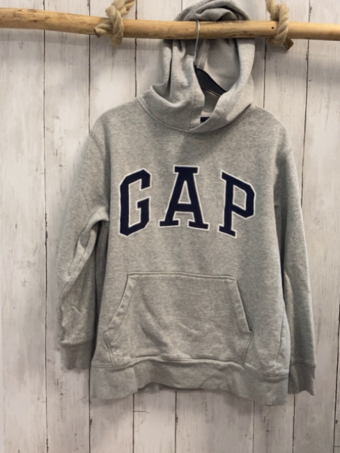 GAP  Pullover  Gr. 158  grau Kapuze blaue Schrift mit weißem Rand 