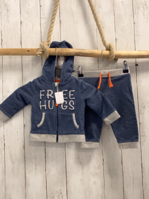 Bob der Bär 2tlg Sweatjacke + Jogginghose Gr. 68  blau graue Schrift + Bund