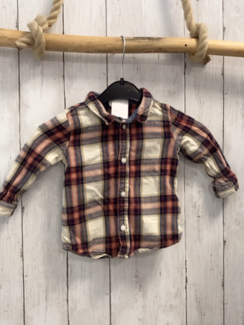 H&M  Hemd  Gr. 74   beige sand blau rot kariert 