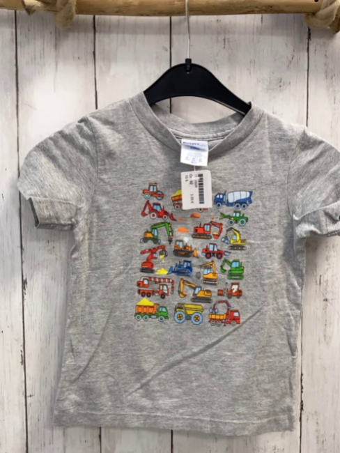   T-Shirt  Gr. 92  grau bunte Fahrzeuge 