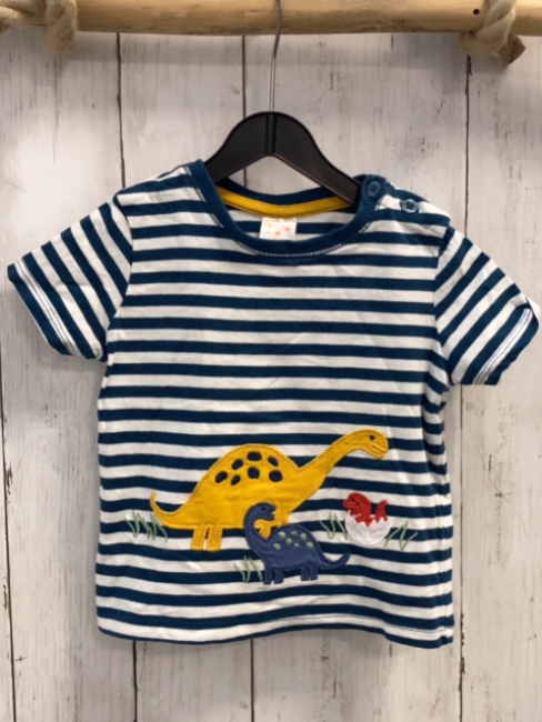  T-Shirt  Gr. 86  petrol weiße Streifen Dinos 
