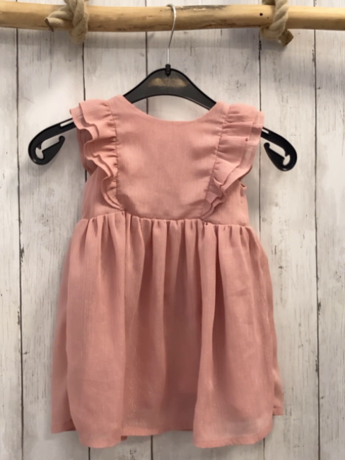 H&M  Kleid  Gr. 86  rosa Rüschenärrmel Glitzer 