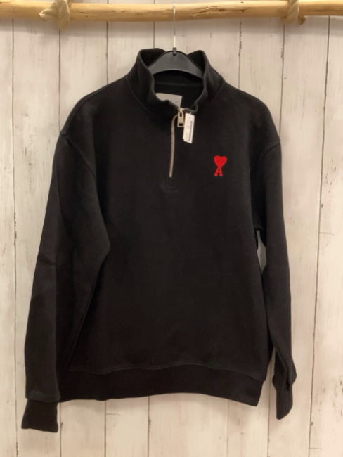 Ami  Pullover  Gr. 158  schwarz silber Reißverschluss rotes Haerz + "A" 