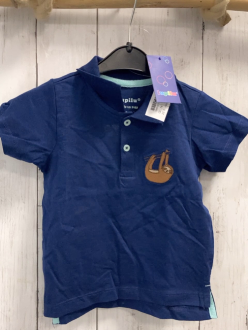 neu T-Shirt Gr. 74  blau Polokragen Faultier