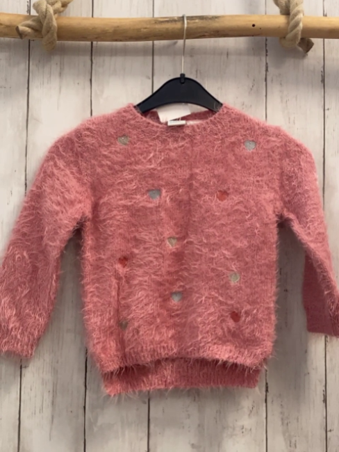 Bob der Bär  Pullover  Gr. 98  rosa Strick Herzen flusig 