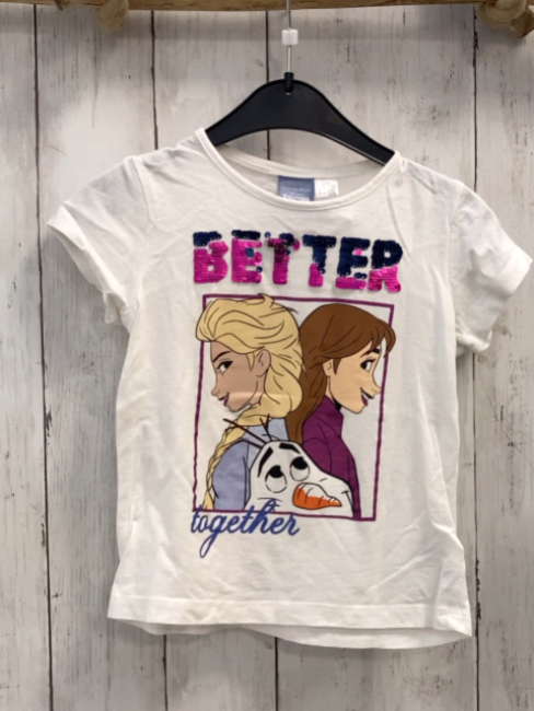  T-Shirt Gr. 98  weiß Anna Elsa Olaf Pailetten