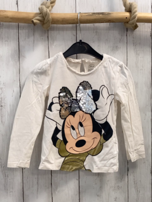 Langarmshirt Gr. 104  beige Minnie Mouse Pailetten